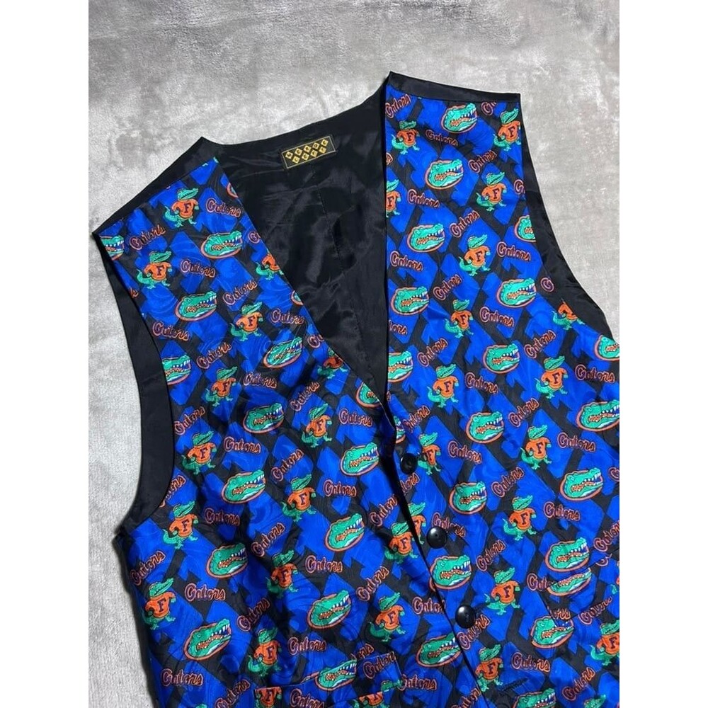 Merge Left Florida Gators Vest Men Large Silk Blue Black Vintage